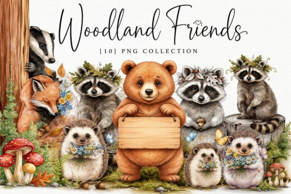 Download Cute Forest Animals Clipart Png Set - Forest animals Collection