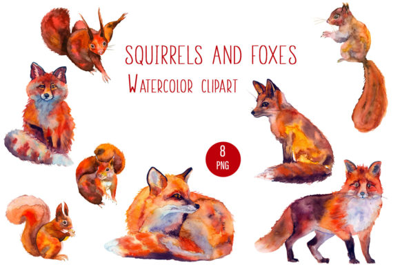Download Squirrels and Foxes Watercolor Clipart - Squirrel Collection