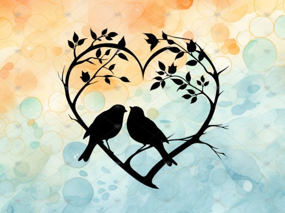 Download Two Love Birds Decal Silhouette PNG SVG - Bird Collection