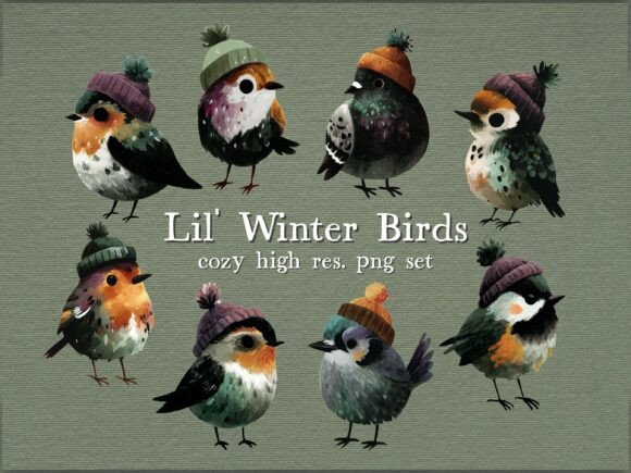 Download Lil' Winter Birds | Cozy Clipart Set - Bird Collection