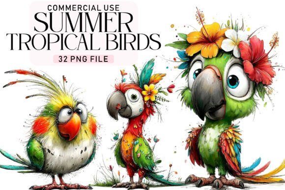 Download Summer Tropical Birds Clipart PNG - Bird Collection