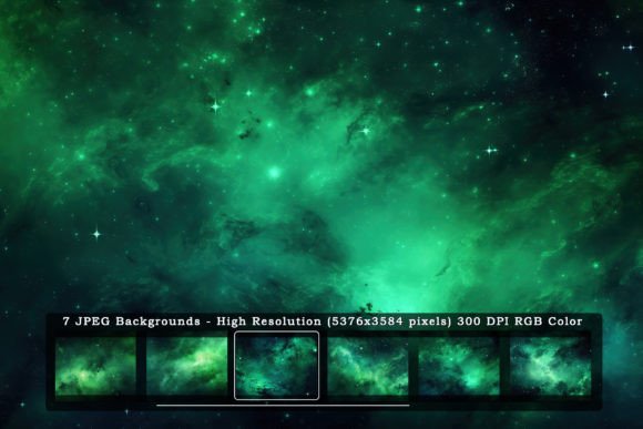 Download 7 Green Galaxy Sky Textures Backgrounds - Premium Bundle