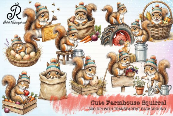 Download Cute Farmhouse Squirrel Clipart - Squirrel Collection