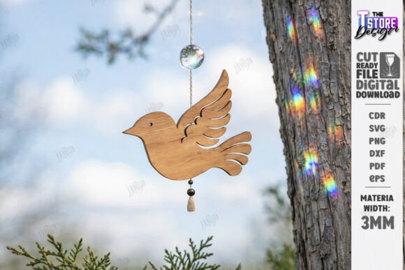 Download Flying Bird Wood Ornament Laser Cut |CNC - Bird Collection