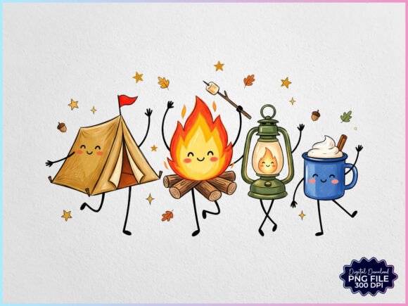 Download Camping Doodles Characters PNG - Camping Collection