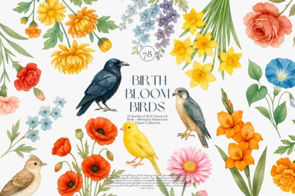 Download Birth Flowers &amp; Birth Birds Set - Bird Collection