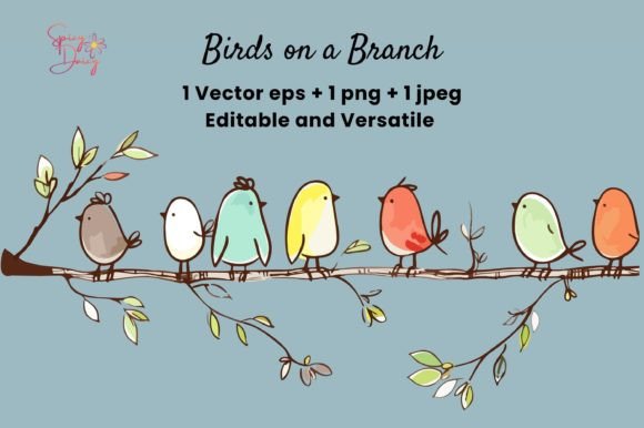 Download Birds on a Branch Vector EPS PNG CLIPART - Bird Collection