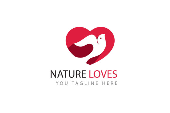 Download Nature Love Logo Design, Bird in Heart. - Bird Collection